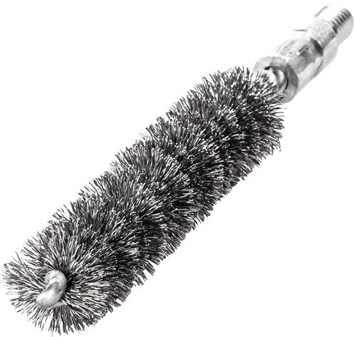 Rohrbürste L.115mm D.20mm Stahldraht gewellt Besatz-L.80mm LESSMANN gewellter Draht · zum Entgraten und Reinigen von Rohren und Bohrungen · zur Reinigung von Gitterrosten und Muffen · kompatibel mit Schaft und Griff · mit Gewinde M6
