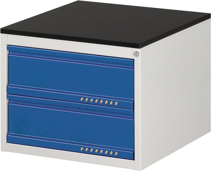 TECWERK 2000425567 Schubladenschrank BK 650 H460xB580xT650mm lichtgrau/blau 2Sch