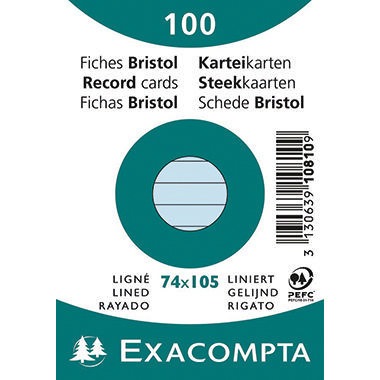 Exacompta Karteikarte 10810SE DIN A7 liniert blau 100 St./Pack.