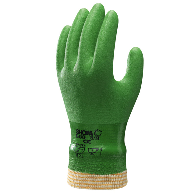 SHOWA 600 Gr.10 (XL) Gartenhandschuh, PVC, grün vollbeschichtet