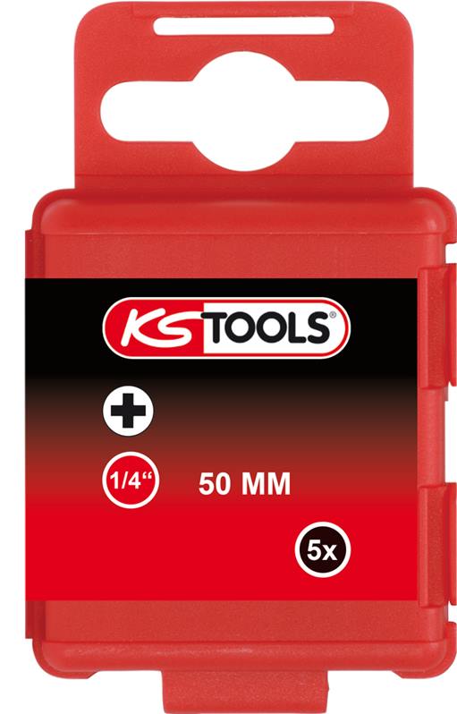 KS Tools 911.3342 1/4'' CLASSIC Bit PH, 50mm, PH4, 5er Pck