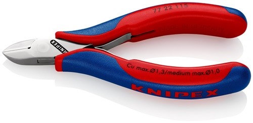 KNIPEX 77 22 115 Elektronik-Seitenschneider  Länge 115 mm Form 2 Facette nein Me
