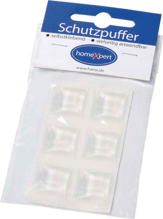 Schutzpuffer 20,5 mm Kunststoff transparent Quadrat selbstklebend