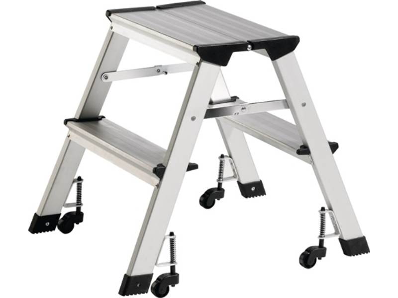 Klapptritt  Stufen einschl. Plattform 2 Plattformhöhe 440 mm Aluminium fahrbar