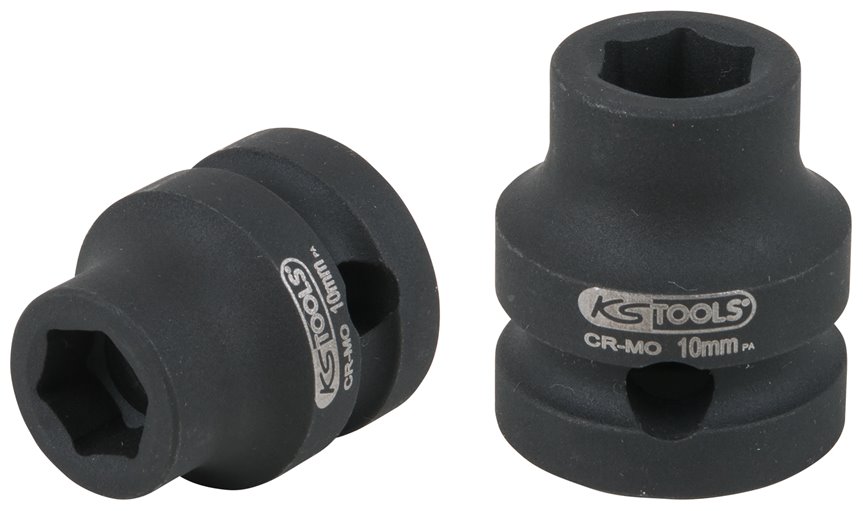 KS Tools 515.0056 1/2 Sechskant-Kraft-Stecknuss, extra kurz, 10,0 mm