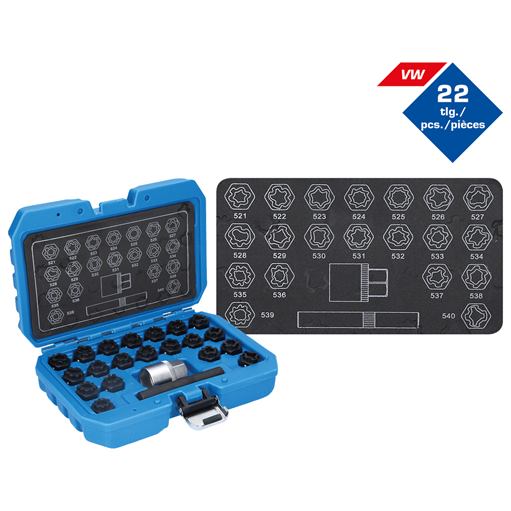 Brilliant Tools  BT691390 Felgenschloss-Sortiment für VW, 22-tlg
