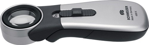 SCHWEIZER 91042 Handleuchtlupe Tech-Line CLASSIC Vergrößerung 10x LED Linsen-Ø 3