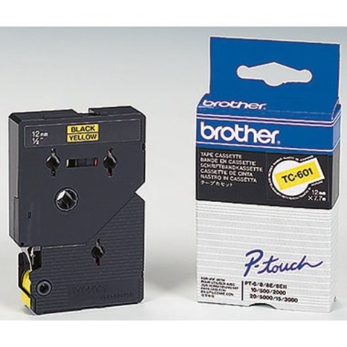P-touch Schriftbandkassette TC601 12mmx7,7m laminiert sw auf ge