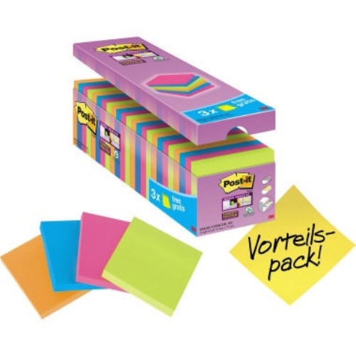 Post-it Haftnotiz Super Sticky 654SE24P 76x76mm sort. 24 St./Pack.