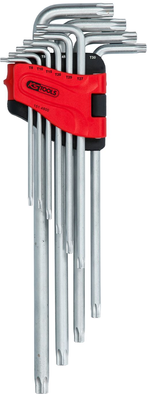 KS Tools 151.4800 Torx-Winkelstiftschlüssel-Satz mit Bohrung, XL, 10-tlg.TB8-TB5