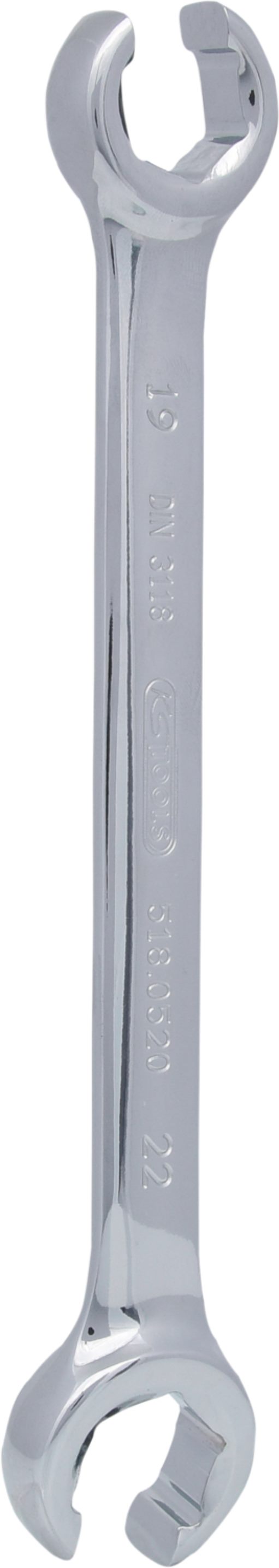 KS Tools 518.0520 CHROMEplus Offener Doppel-Ringschlüssel, abgewinkelt, 19x22mm