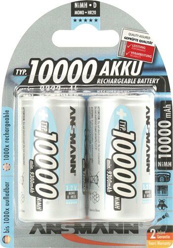 ANSMANN 5030642 Akku-Zelle  1,2 V 10000 mAh R20-D-Mono HR20 2