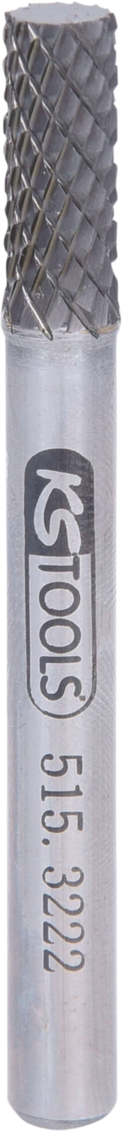 KS Tools 515.3222 HM Zylinder-Frässtift Form A ohne Stirnverzahnung, 6mm
