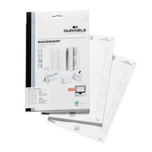 DURABLE Einsteckschild 142502 34x75mm weiß 280 St./Pack.