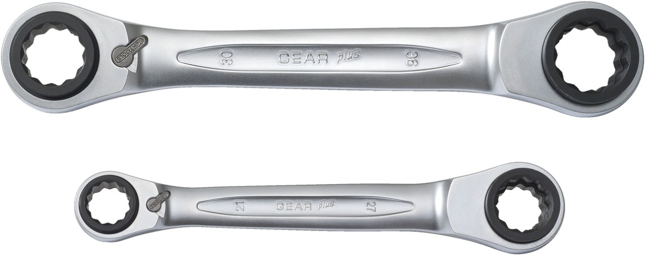 KS Tools 503.4550 4 in 1 GEARplus umschaltbar Doppel-Ratschenringschlüssel-Satz,