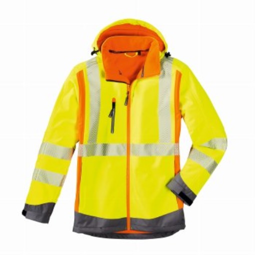 4PROTECT® 3475 Gr. 6XL 4PROTECT® Warnschutz-Softshelljacke HOUSTON leuchtgelb/leuchtorangeSicher, cool und praktisch. Die Kombination der Warnschutzfarben bei der Jacke HOUSTON gibt ihr ein modernes Design. Sie trägt sich besonders angenehm durch die Verb