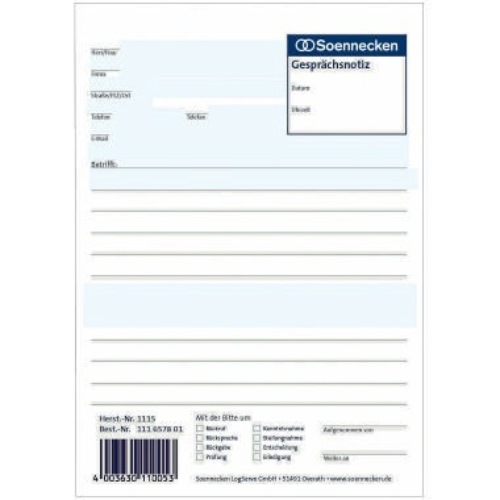 Soennecken Gesprächsnotiz 1115 DIN A5 50Blatt weiß