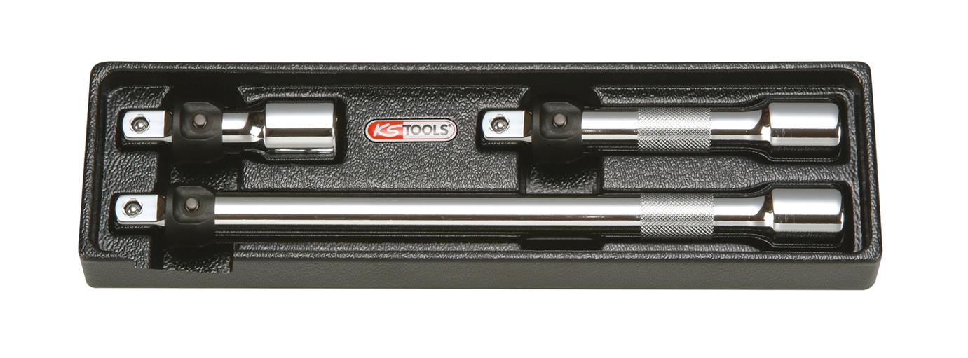 KS Tools 919.0123 1/2'' CHROMEplus Verlängerungs-Satz mit Verriegelung, 3-tlg.