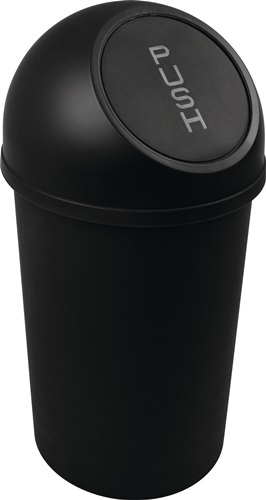 Abfallbehälter H490xØ253mm 13l schwarz HELIT mit Einwurfklappe · stoßfester Kunststoff · Kopfteil abnehmbar