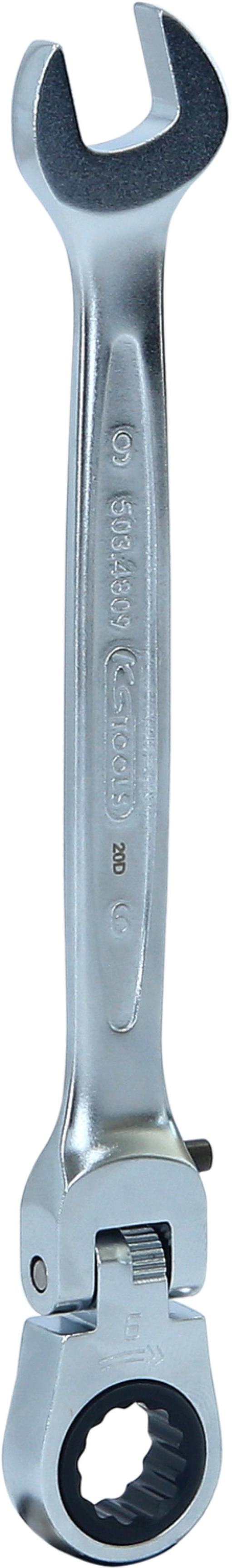 KS Tools 503.4809 GEARplus Gelenk-Ratschenringmaulschlüssel feststellbar, 9mm