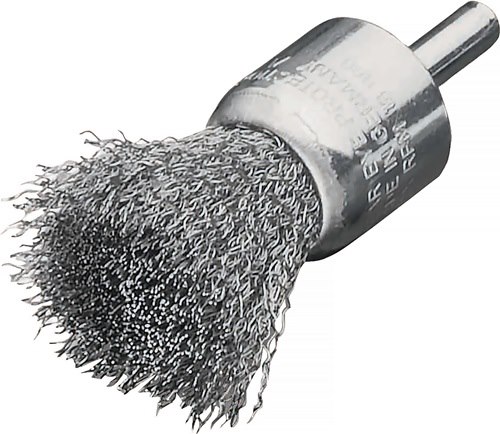 LESSMANN 452161 Pinselbürste  Ø 17 mm Schaft 6 mm Drahtstärke 0,3 mm Stahl 20000 gewellter Draht · universell und flexibel zum Entfernen von Rost, Farbe, Verunreiniugngen, für leichte Entgratarbeiten · Edelstahlbürsten sind zudem geeignet für die Entfernu