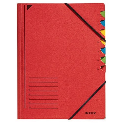 Leitz Ordnungsmappe 39070025 DIN A4 7Fächer farbig Karton rot