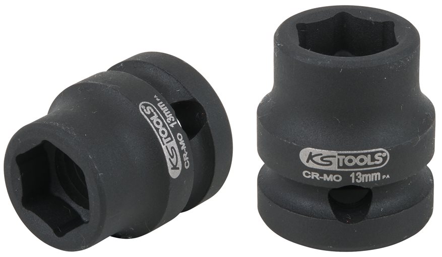 KS Tools 515.0059 1/2 Sechskant-Kraft-Stecknuss, extra kurz, 13,0 mm