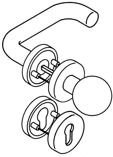 HEWI 111R03.133 90 Rosettengarnitur 111R03.133 Kunststoff 90 U-Form PZ DIN links