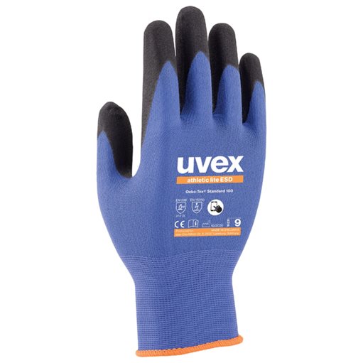 Uvex Safety Gloves 6003510 Schutzhandschuhe uvex athletic lite ESD 60035 Größe 10 MR-Strick / athletic uvex athletic lite ESD    sehr gutes Tast- und Fingerspitzengefühl
    gute mechanische Abriebfestigkeit
    Touchscreen-Fähigkeit: mehr Sicherheit, kei