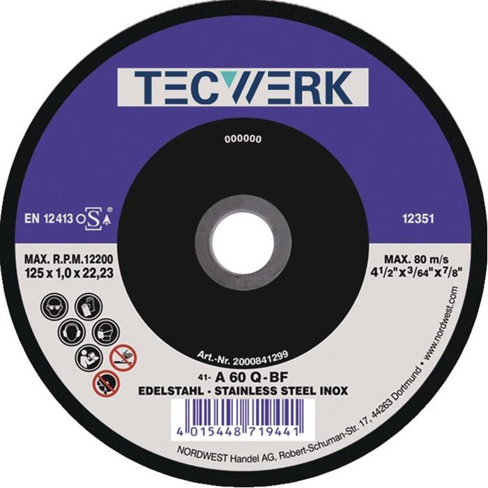 TECWERK 2000841299 Trennscheibe Action D125x1mm ger.INOX Bohr.22,23mm TECWERK 20