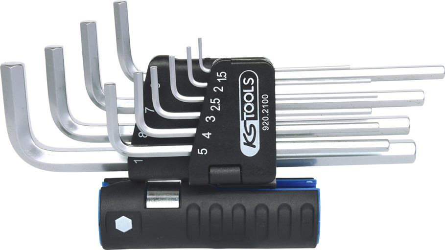 KS Tools 920.2100 3 in 1 Innen6kant-Winkelstiftschlüssel-Satz,10-tlg. lang