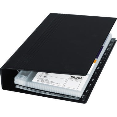 Sigel Visitenkartenringbuch VZ300 max. 200Karten 25Hüllen schwarz