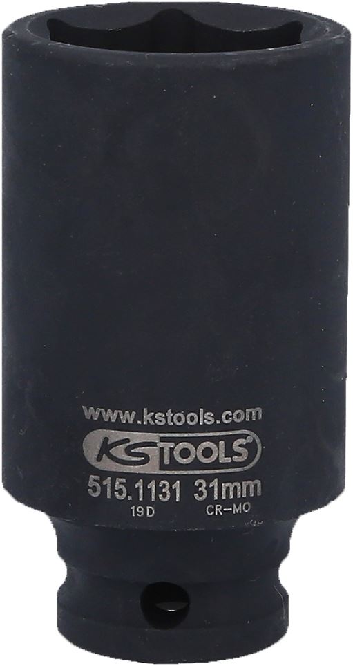 KS Tools 515.1131 1/2'' Sechskant-Kraft-Stecknuss, lang, 31mm
