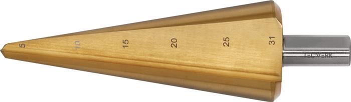 TECWERK 2000862047 Blechschälbohrer Bohrber.5-31mm HSS TiN Gesamt-L.103mm Z.2 TE