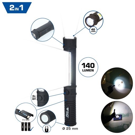 Brilliant Tools  BT130910 2 in 1 COB-Taschenlampe mit 140 Lumen