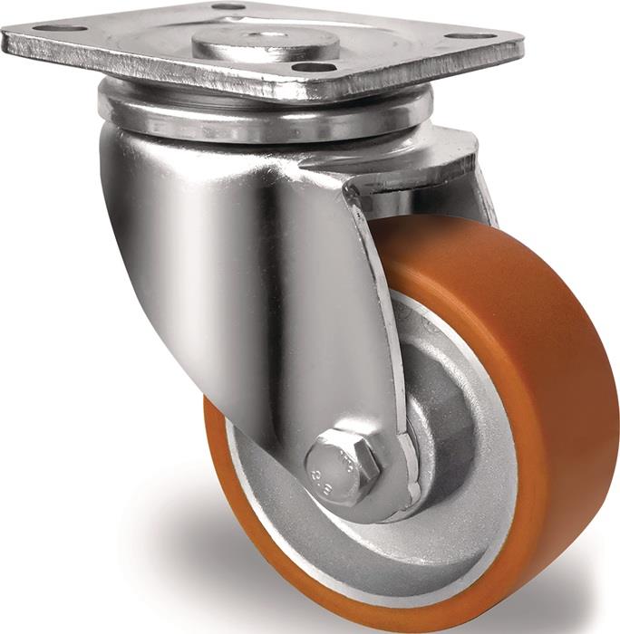 TECWERK  Lenkrolle D.100mm Trgf.250kg PU Platte L100xB85mm Farbe Rl.braun TECWER