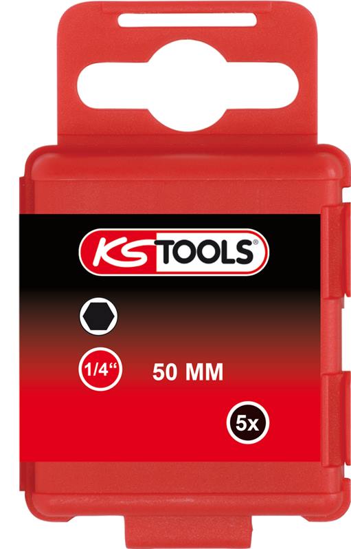 KS Tools 911.2822 1/4'' CLASSIC Bit Innensechskant, 50mm, 6mm, 5er Pck