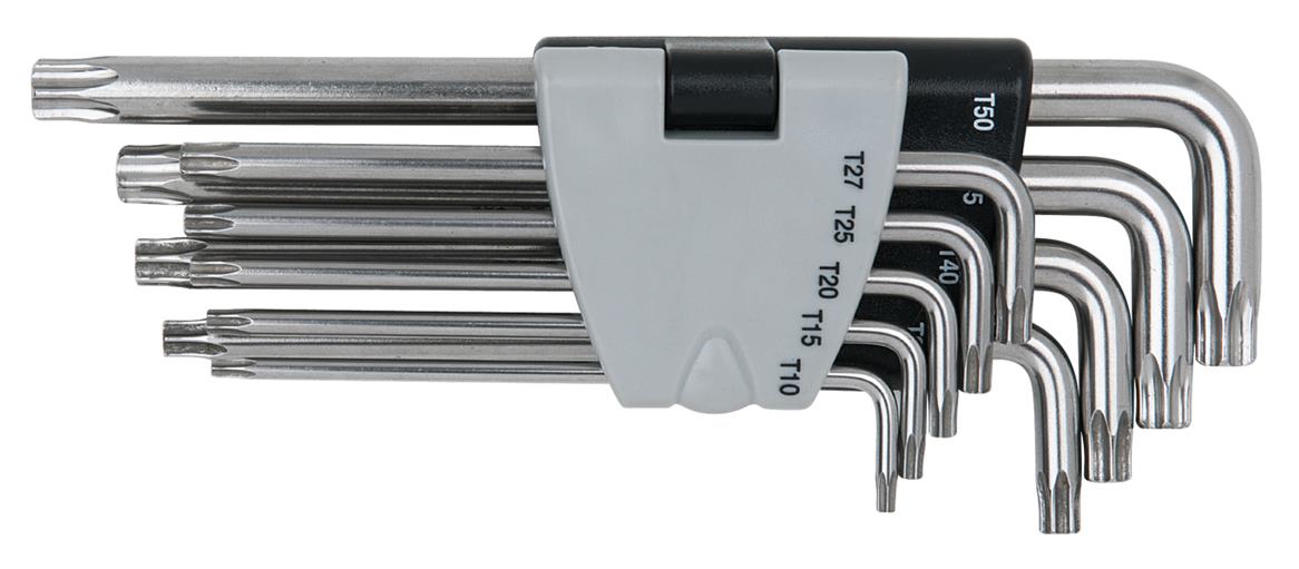 KS Tools 964.0620 EDELSTAHL Torx-Winkelstiftschlüssel mit Bohrung, lang, 9-tlg.