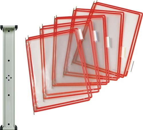 TARIFOLD 414603 Wandhalter  10 Sichttafeln rot mit Drahtrahmen, kunststoffummant