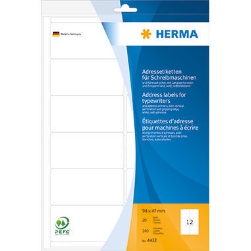 HERMA Adressetikett 4432 94x47mm sk weiß 240 St./Pack.