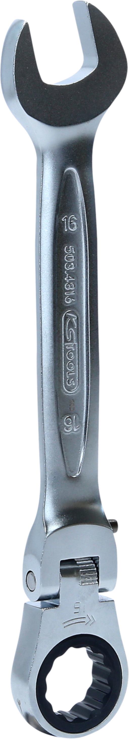 KS Tools 503.4816 GEARplus Gelenk-Ratschenringmaulschlüssel feststellbar, 16mm