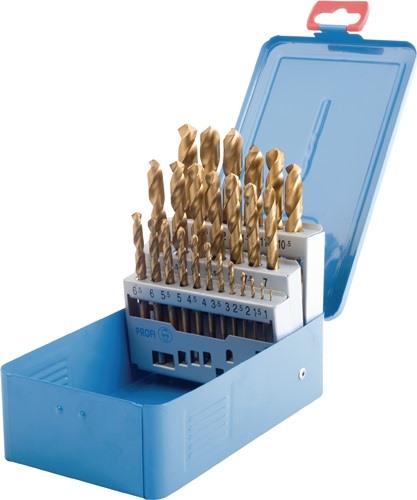 333889019 Spiralbohrer-Satz DIN 338 Typ N Nenn-Ø 1-10x0,5 mm HSS TiN 19 teilig