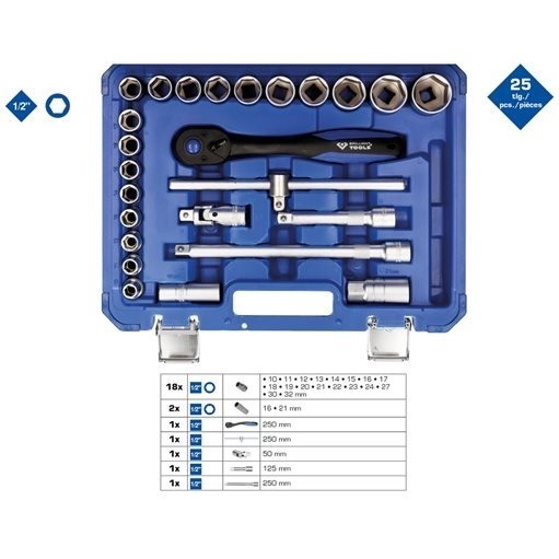 Brilliant Tools  BT022025 1/2'' Steckschlüssel-Satz, 25-tlg.