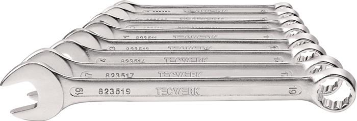 TECWERK  Ringmaulschlüssel-Satz  8-teilig Schlüsselweite 8-19 mm Form A CV-Stahl
