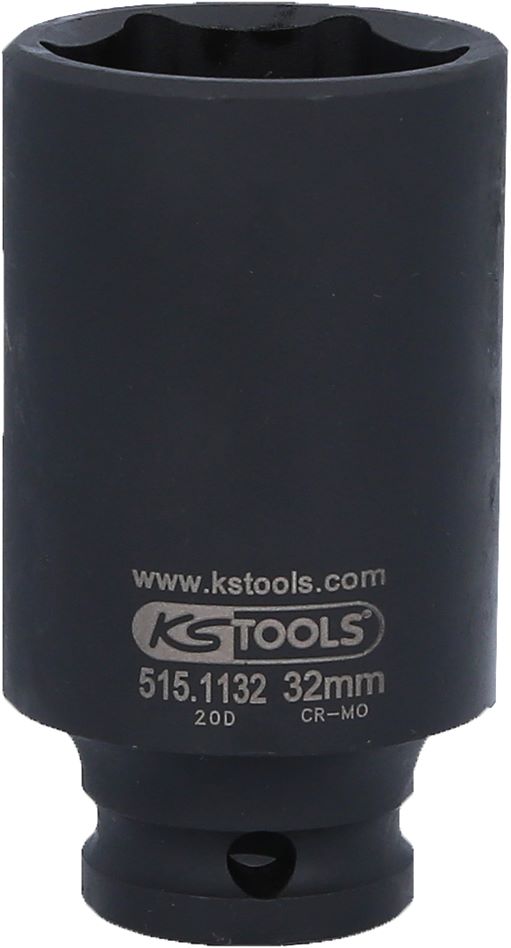 KS Tools 515.1132 1/2'' Sechskant-Kraft-Stecknuss, lang, 32mm