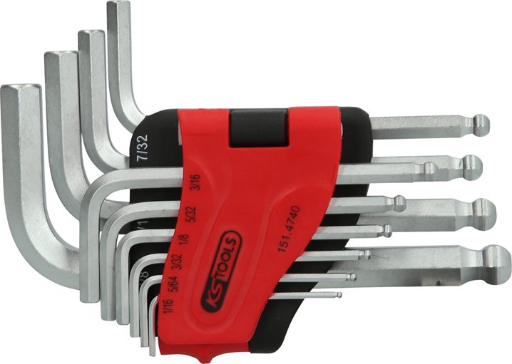 KS Tools 151.4740 Kugelkopf-Innensechskant-Winkelstiftschlüssel-Satz, 10-tlg.,