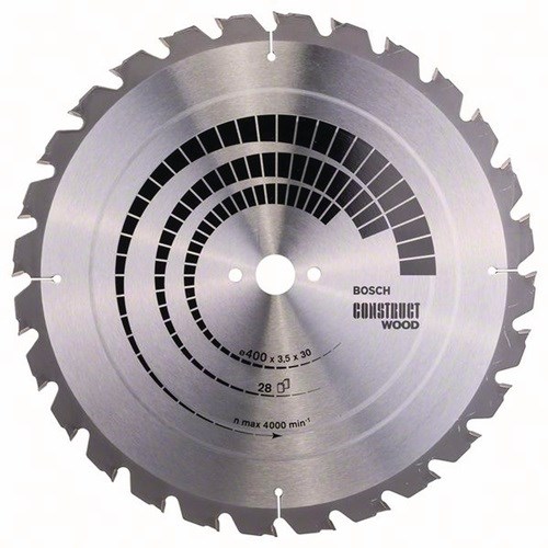 BOSCH 2608640693 Kreissägeblatt Construct Wood Außen-Ø 400 mm Zähnezahl 28 HB Sc
