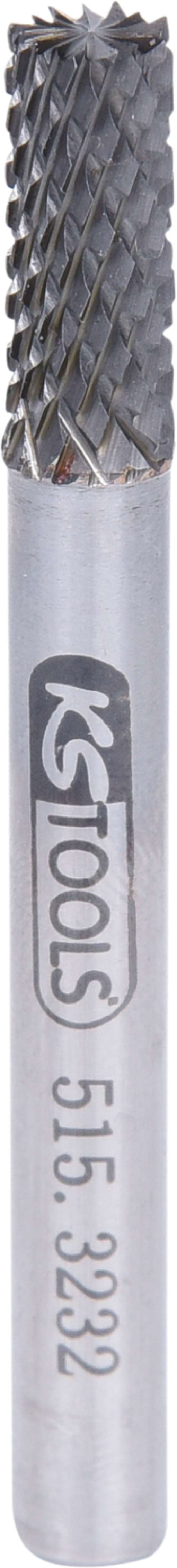 KS Tools 515.3232 HM Zylinder-Frässtift Form A mit Stirnverzahnung, 6mm
