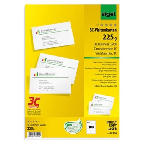 Sigel Visitenkarte LP795 DIN A4 85x55mm 225g ws 100 St./Pack