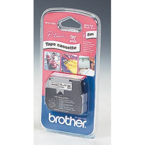 P-touch Schriftbandkassette MK231BZ 12mmx8m unlaminiert sw auf ws